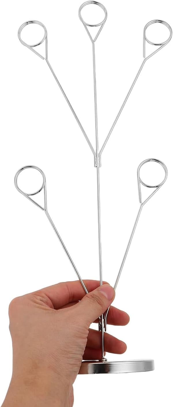 5-grenet memoklemmeholder billedtræ til bordplade rund base sølv rustfrit stål metal