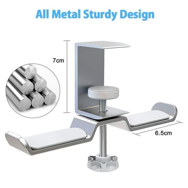Headphone Stand, Dual Headphone Stand 360 Degree Rotation Silver
