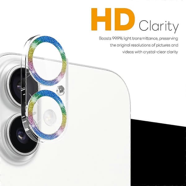 NORTHJO Camera Lens Protector for iPhone 17, Glitter Bling Circles, Tempered Glass HD Clear 3D Full Co