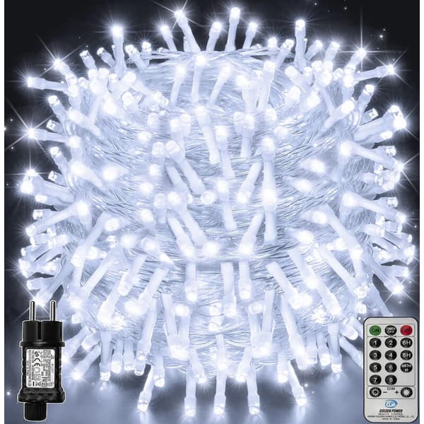 100m 1000 LED String Lights, Christmas Lighting IP44 Waterproof with Remote Control and Timer, 8 Modes - Cool White