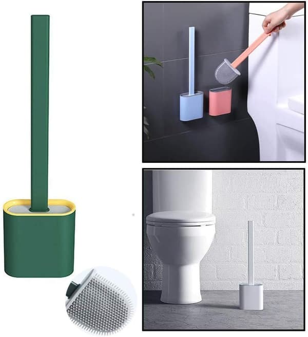 MTUPOC Creative Silicone Toilet Brush with Holder Wall Mounted