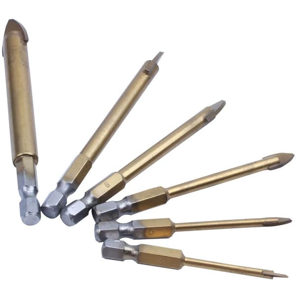 6PCS 4/5/6/8/10/12mm Titanium Drill Countersink Screw Drill Bits For Glass Ceramic Tile