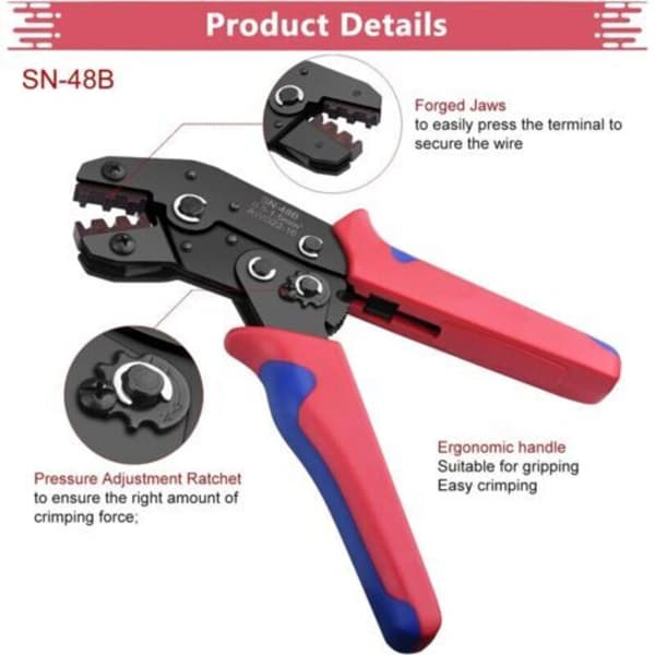 Crimping Tool, 600 Crimp Terminals for Electrical Cables 0.5-2.5 mm² (26-16WAG) DIY Red, Professional Crimping Tool Kit for Crimping Tool BO007