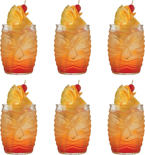 6-pack moderna Tiki-glas, dubbla Old Fashioned-glas, Hawaiian-stil, cocktailmugg, klar, 473 ml