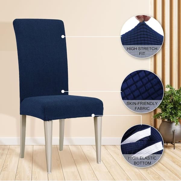 Stolsöverdrag, Stretch Matstolsöverdrag, Universal Stolsöverdrag, Tvättbara Stolsöverdrag, Blå (4-pack)