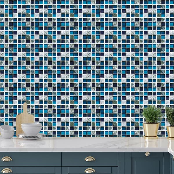 Mosaic Simulation Small Ceramic Tile Stickers Set Living Room Kitchen Bathroom KLB
