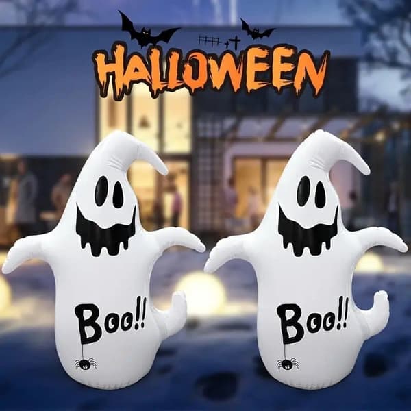 Oppustelig Halloween Dekoration Spøgelse med Græskar, Udendørs Havepynt, Bærbar og Sammenklappelig