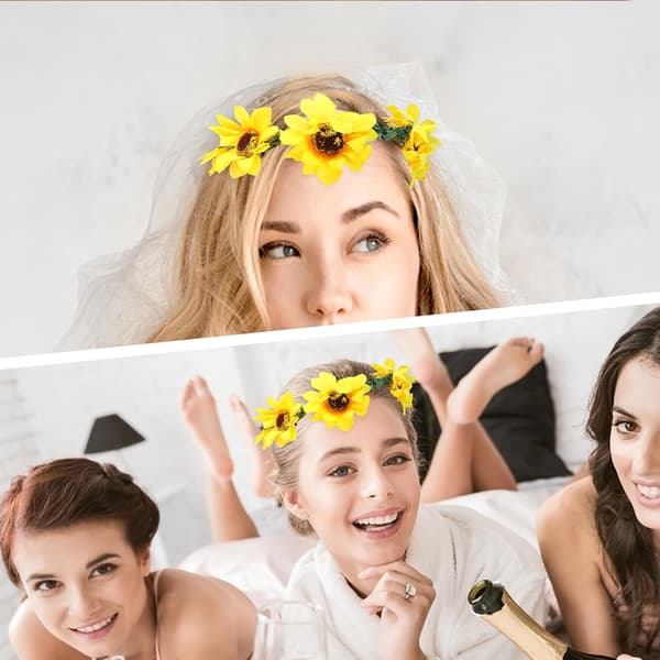 Gul solsikke blomsterhodebånd metall brudehodeplagg til bryllup