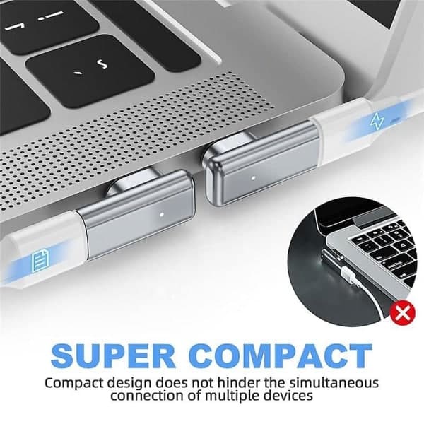 USB C Magnetisk Adapter 24-pin Typ C Kontakt 40 Gbit/s PD 100 W Snabbladdningsomvandlare för 3