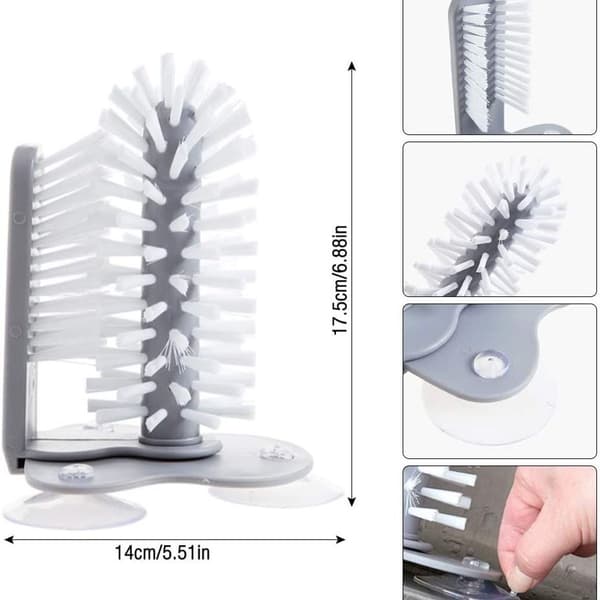 Glass Cleaning Brush with Suction Cup, Lazy Vertical Brush, Suction Cup Base for Glass Deflection