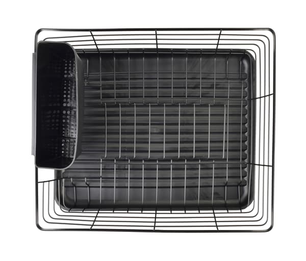 BASIC KITCHEN Astiankuivausteline 36,3x30,2 cm mustaa metallia muovialustalla