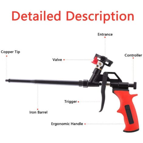 Professional Foam Gun - Ergonomic ABS Handle - Precise Dosing with Spring-Loaded Trigger - For Insulating Doors and Windows