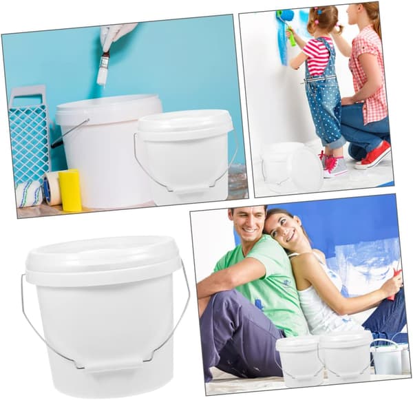 1,75 Gallon White ABS Paint Container with Lid, Multifunctional Handheld Storage Bucket