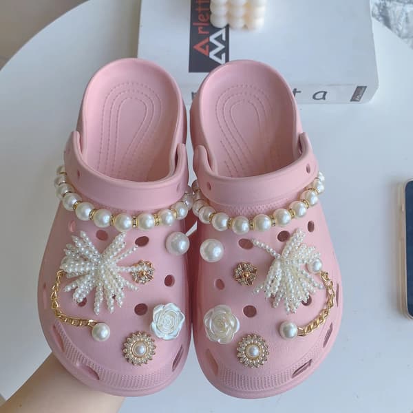 14 stk 3D træsko sandaler pynt, skosmykker, søde skopynt til træsko sko sandal armbånd DIY
