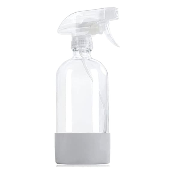 Clear Glass Spray Bottles with Silicone Sleeves, Refillable Empty Bottle for Cleaning Solutions, Spray