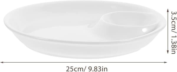 Ceramic serving platter with compartments and bowl for chips and dip, multifunctional and easy to clean