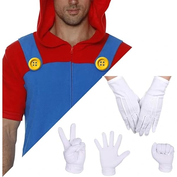 Super Mario Hat 2 White Gloves 7 Beard 2 (M: Medium child's head circumference 54 - 56cm)_tfrf