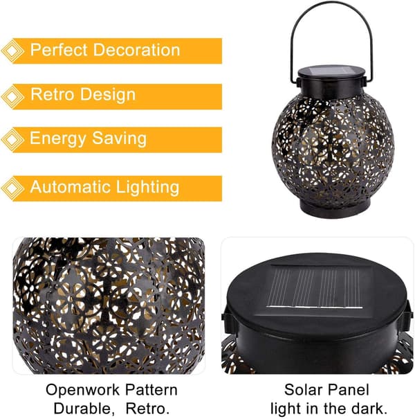 Solar Lantern LED Decorative Outdoor Waterproof IP44 Outdoor Solar Lanterns Lantern Lamp Wireless Rechargeable