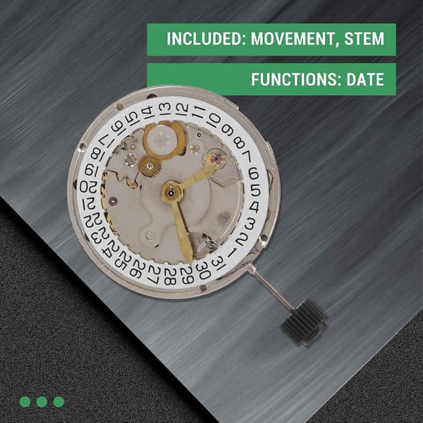Direct Replacement ETA 2824 Date Automatic Mechanical Movement Men's Watch (FMY) silver silver