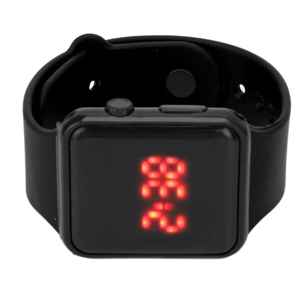 Sport Watch LED Screen Square Shape Backlight Design Digital Kids Watch for Leisure Activities Black