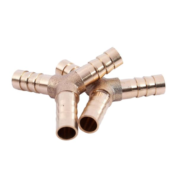 5 stk. 8 mm 3-vejs Y-stykke Messing Luftgas Slangekobling Rørfitting (sammenfiltret)