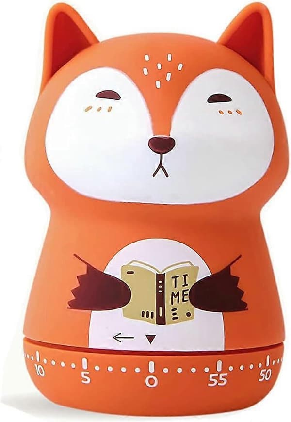 Mechanical Kitchen Timer, Cute Animal Timer for Kids, Wind Up 60 Minute Manual Countdown Timer for Classroom, Home, Study, and Cooking (Orange Fox)