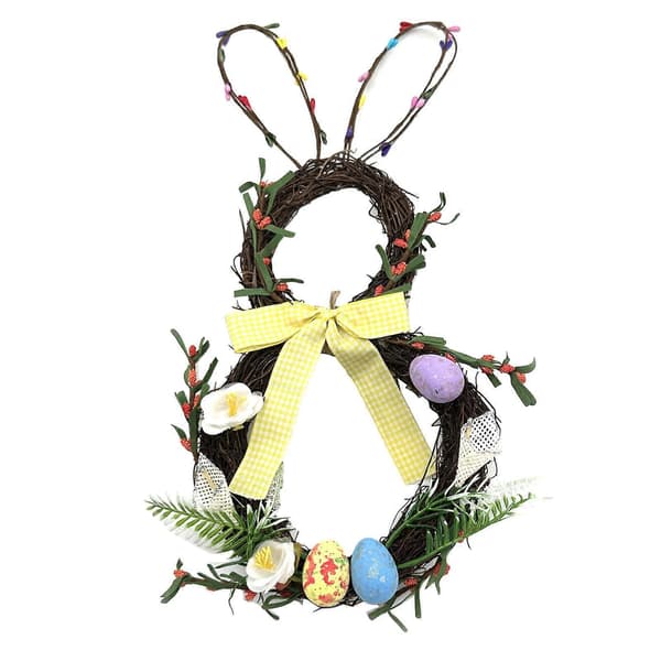 Easter Bunny Spring Wreath 40 cm for Front Door Summer Rustic Wall Decor Home Window Decoration (FMY)