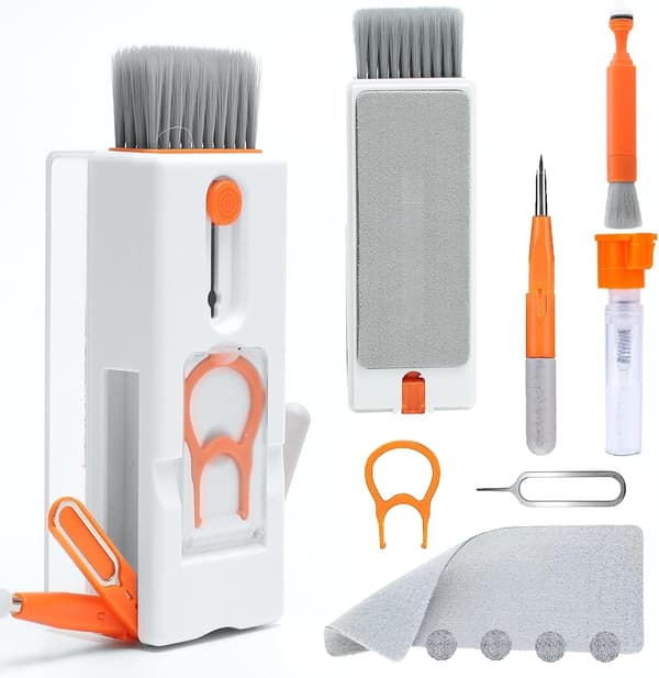 Keyboard Cleaning Kit 11 in 1, Multifunctional Cleaning Tool Keyboard Cleaning Brush with Spray for Camera, Laptop Screen