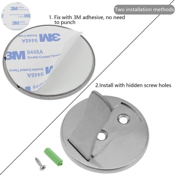 (Silver) Magnetiska dörrstopp - Väggskydd - 2-pack - Enkel installation - Silver - Stark magnet