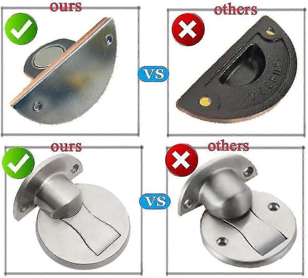 Dørstopper, Magnetisk Dørstopper, 2-pakning Svart Gulvmontert Magnetisk Dørstopper-mxbc