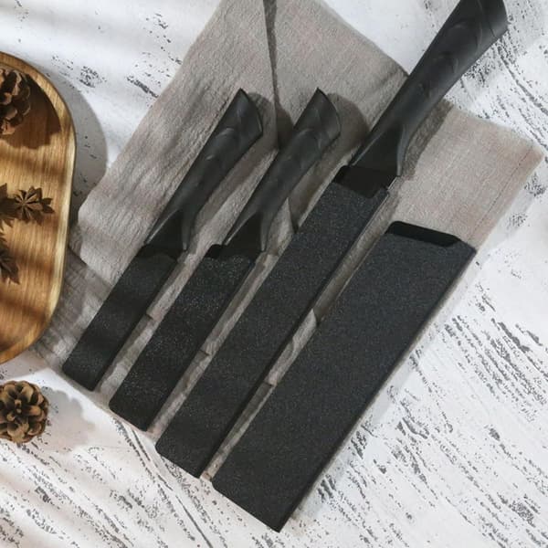 5 stk. multifunktionelle knivbeskyttere med flocket design, kompakt størrelse, stilrent udseende