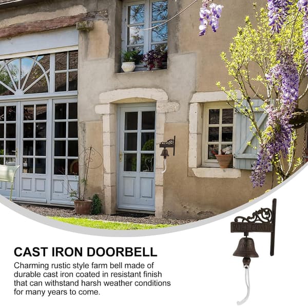 Cast Iron Rustic Style Doorbell, Wall Mounted Manual Bell for Garden, Cafe, Home Decor