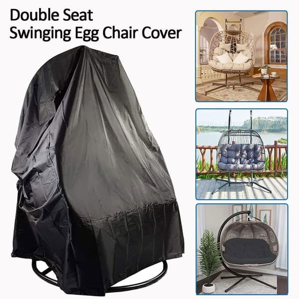 Egg Chair Cover 210D Hanging Chair Cover for Double Egg Swing Black