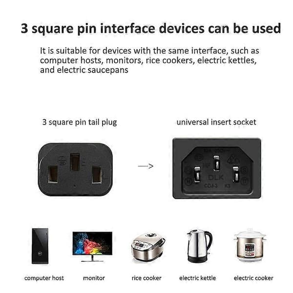 3m 3*0.75 SQMM EU Power Cable 3 Square Pin Pure Copper Kettle Power Adapter (VDE)