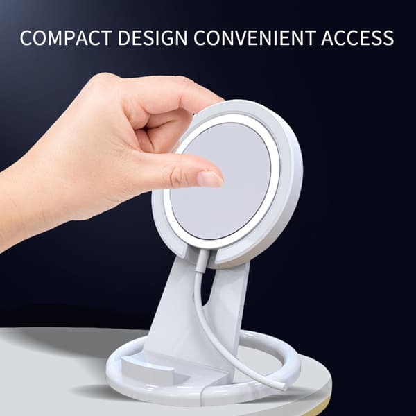Trådløs laderstativ magnetisk ladeplateholder for iPhone 12 Mini/11 Pro Max/Xs/Xr/X/8 hvit