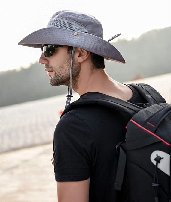 Fiskarhatt Bred Brätte Solhatt Utomhus Vandring Safari Sommar Jakt Hatt UV-skydd grå grey