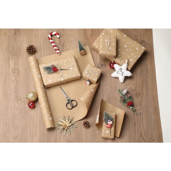 Recycled Kraft Wrapping Paper Roll - 3m x 44cm, Retro Style for Christmas, Birthday, Easter - Eco-Friendly Paper