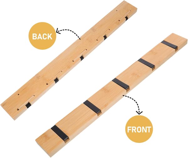 Wall-mounted Wooden Coat Rack with 5 Khaki Hooks, Space-saving Design, Versatile Use