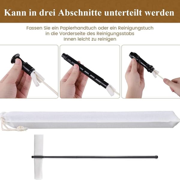 German Style Resin Flute for Beginners - 8 Hole Black KLB