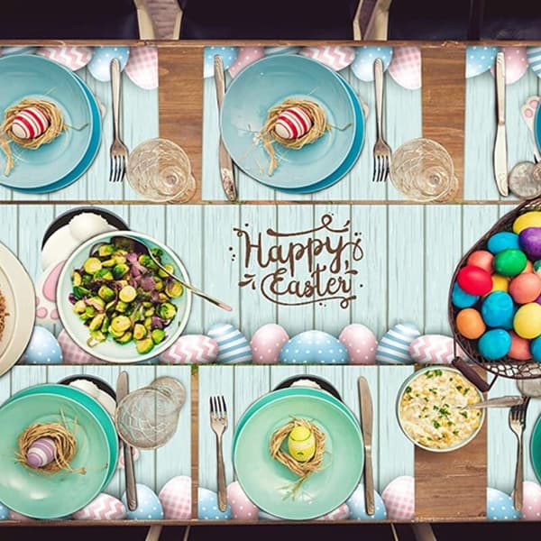 Easter tablecloth, bunny tail placemat, suitable for spring and Easter holiday decoration