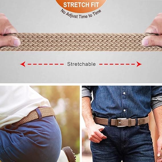 Herrebælte, elastisk bælte stretch vævet bælte, afslappet flettet vævet golfbælte til herre- og damejeans