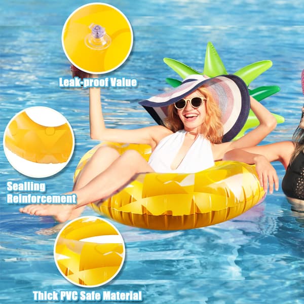 Ananas Lounge Pool Float til voksne, 120 cm ekstra stor pool float badering, oppustelig pool float legetøj, holdbare oppustelige flydemadrasser