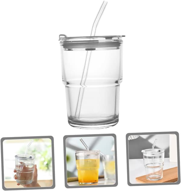 400 ml drinking glass with lid, sturdy insect-patterned tumbler for daily use and restaurants