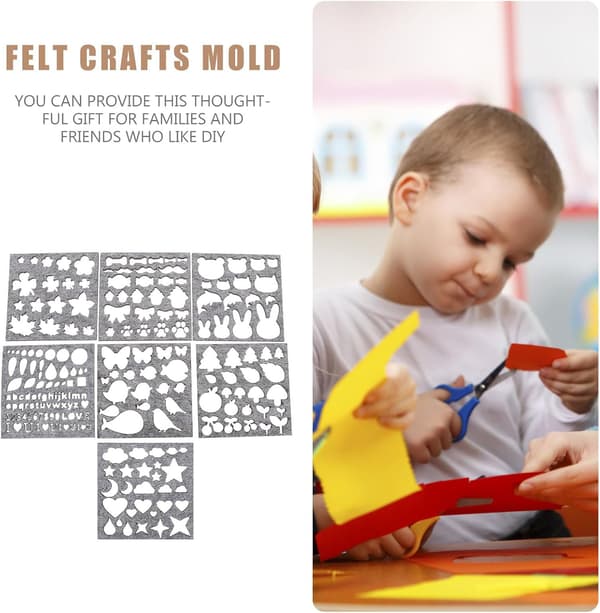 7 st ullfiltformar nålfiltning DIY hantverksstenciler applikationsmallar 10x10cm