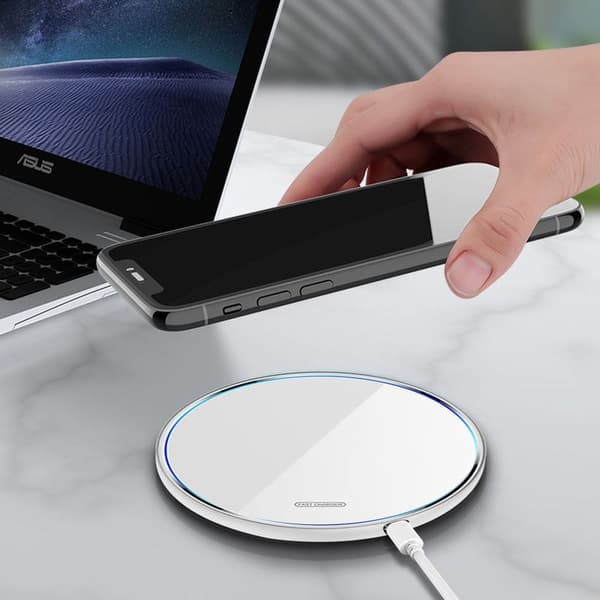 Wireless Charger, Qi 15W Inductive Charging Station, White
