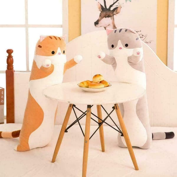 Söt plysch kattdocka fylld kuddocka leksak katt - Orange