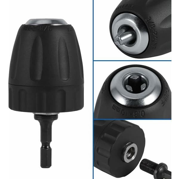 0,8-10 mm 3/8\"-24UNF Keyless Drill Chuck med 1/4\" Hex Shank Borrtillbehör