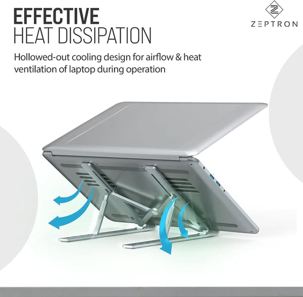 Sammenfoldeligt bærbart aluminium laptopstativ | Skrivebordsstativ med 6-niveaus højdejustering | Kompatibel med 11,6”/13,3 tommer bærbare computere (sølv) sølv silver