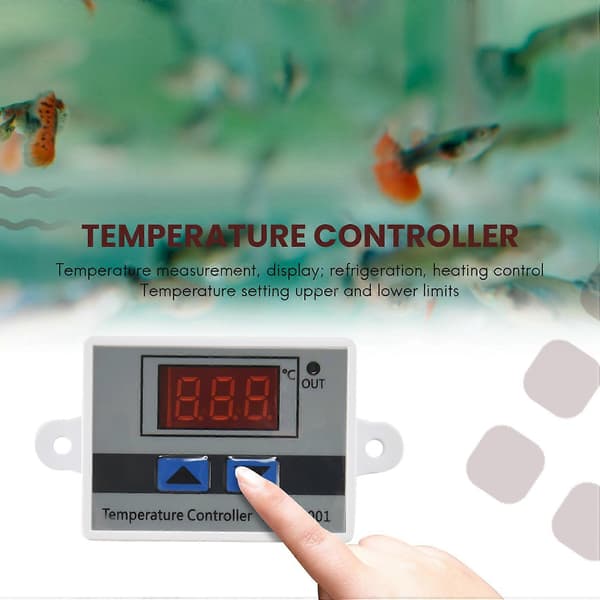 220V Digital LED Temperaturregulator 10A Termostatkontrollbryter Sonde Ny