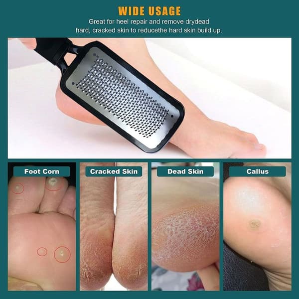 Foot File Foot Rasp 2-pack Stainless Steel Pedicure Calluses Black + White